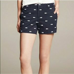 NWT Banana Republic City Chino Whale Embroidered Print Shorts Size 2
